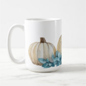 MUG COULEUR D'EAU CHUTE BLANC CITROUILLES & FLEURS BLE (Gauche)