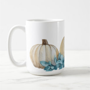 MUG COULEUR D'EAU CHUTE BLANC CITROUILLES & FLEURS BLE