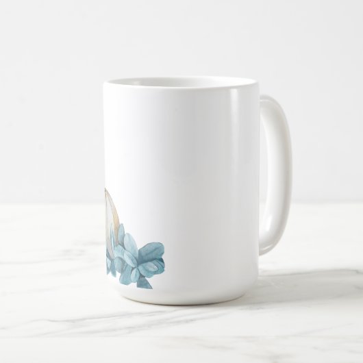 MUG COULEUR D'EAU CHUTE BLANC CITROUILLES & FLEURS BLE (Devant droit)