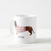 Mug Couleur d'eau dachshund mignonne personnalisable (Devant gauche)