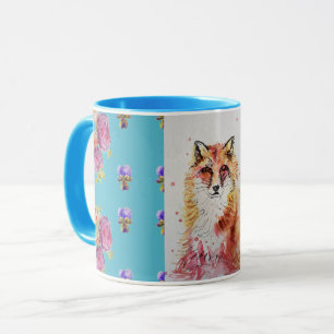 Mug Couleur d'eau de Red Fox Bois Rose Animal Art