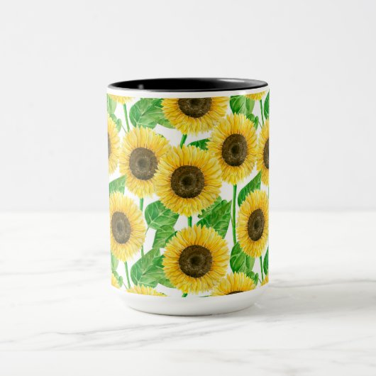 Mug Couleur d'eau des fleurs de soleil (Centre)