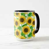 Mug Couleur d'eau des fleurs de soleil (Devant droit)