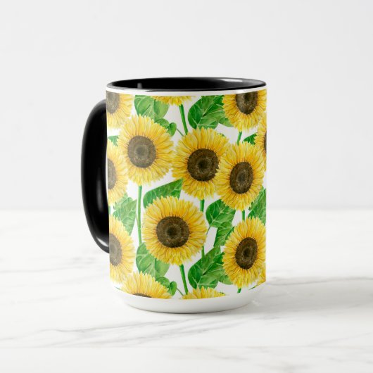 Mug Couleur d'eau des fleurs de soleil (Devant gauche)