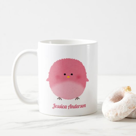 Mug Couleur d'eau douce Petite Oiseau Rose (Avec donut)