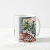 MUG COULEUR D'EAU FLORALE JOLIMENT PEINTE À LA MAIN (Devant droit)