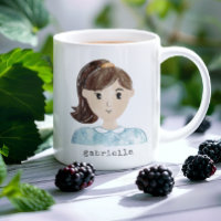 Couleur d'eau mignonne Cartoon Femme Portrait pers
