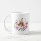 Mug Couleur d'eau mignonne lapin et Fleurs roses sur m (Gauche)