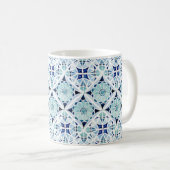 Mug Couleur d'eau motif en carreaux bleus marocains (Devant droit)