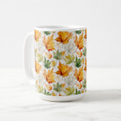 MUG COULEUR D'EAU ORANGE JAUNE VERT TOMBE AUTOMNE FEUI (Devant gauche)