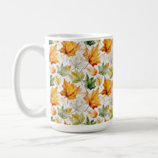 MUG COULEUR D'EAU ORANGE JAUNE VERT TOMBE AUTOMNE FEUI (Gauche)