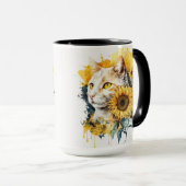 MUG COULEUR D'EAU ORANGE TABBY CAT AVEC SOUFFLEURS (Devant droit)