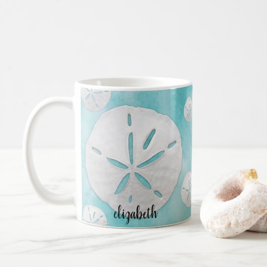 Mug Couleur d'eau turquoise de sable tropical personna (Avec donut)