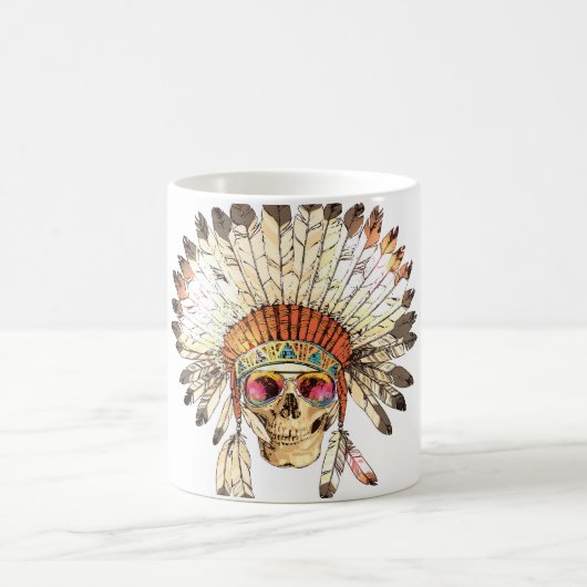 Mug Couleur dessinée à la main - Coiffure amérindienne (Centre)