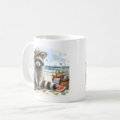 Mug Couleur d'été Raccoon sur la plage (Devant gauche)