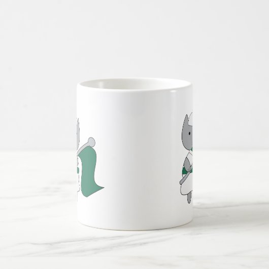 Mug Couleur Garde Chat Vert et Blanc (Centre)