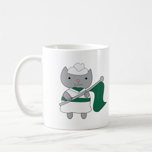 Mug Couleur Garde Chat Vert et Blanc (Gauche)