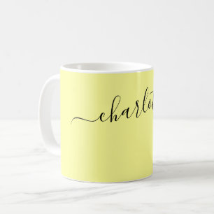 Mug Couleur jaune pâle élégante Nom moderne Personnali