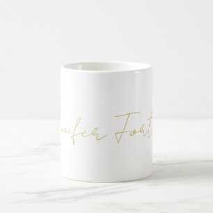 Mug Couleur Or Calligraphie Élégant Simple Nom