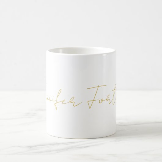 Mug Couleur Or Calligraphie Élégant Simple Nom (Centre)