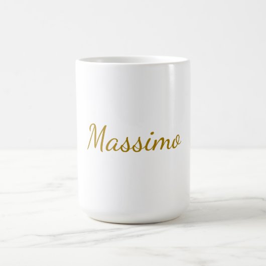 Mug Couleur Or Calligraphie Élégant Simple Nom (Centre)