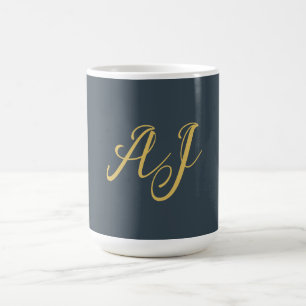 Mug Couleur Or Charbon Monogramme Initiale Professionn