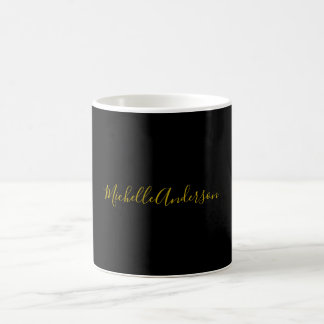 Mug Couleur or Noir Moderne minimaliste Nom de l'écrit