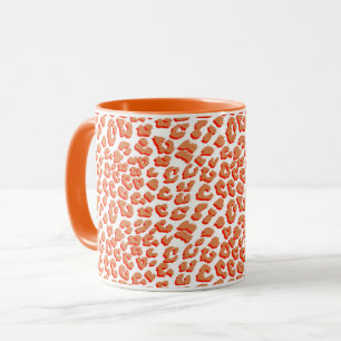 Mug Couleur orange et Empreinte de léopard blanc
