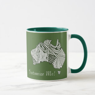 Mug Couleur personnalisée Australie Carte Souvenir Art