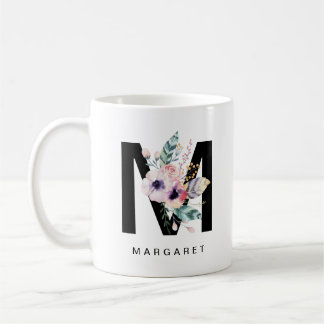 Mug Couleur pour aquarelle de Boho de monogramme de