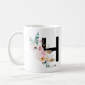 Mug Couleur pour aquarelle de Boho de monogramme de (Gauche)