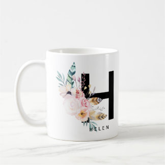 Mug Couleur pour aquarelle de Boho de monogramme de