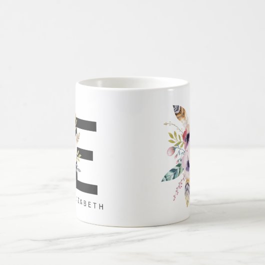 Mug Couleur pour aquarelle de Boho de monogramme de (Centre)