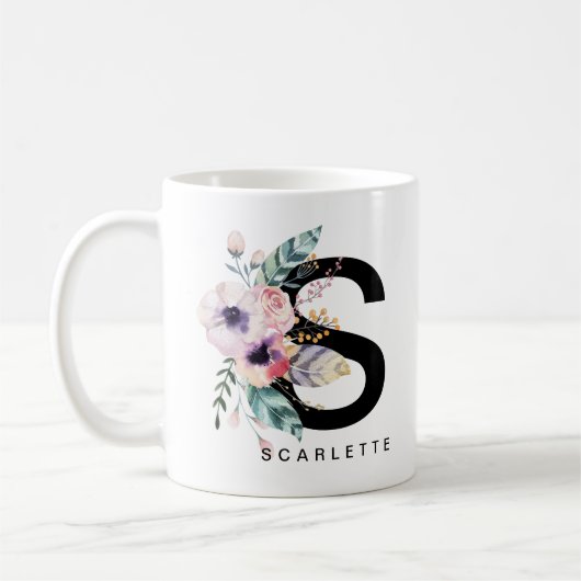Mug Couleur pour aquarelle de Boho de monogramme de (Gauche)