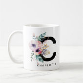 Mug Couleur pour aquarelle de Boho de monogramme de (Gauche)