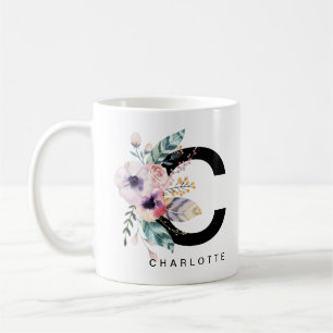 Mug Couleur pour aquarelle de Boho de monogramme de