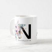 Mug Couleur pour aquarelle de Boho de monogramme de (Devant gauche)