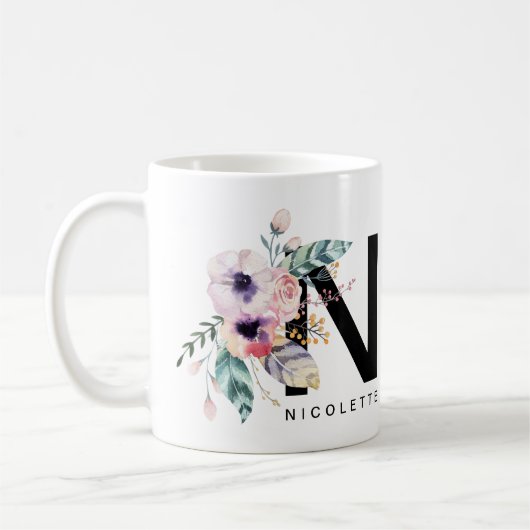 Mug Couleur pour aquarelle de Boho de monogramme de (Gauche)
