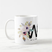 Mug Couleur pour aquarelle de Boho de monogramme de (Gauche)