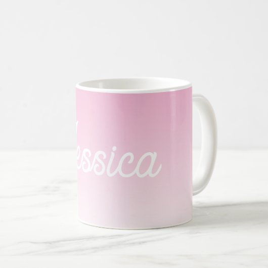 Mug Couleur rose clair ombrée (modifiable) et votre te (Devant droit)
