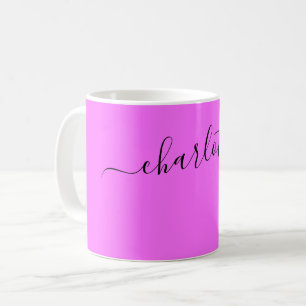 Mug Couleur Rose Pâle Élégant Moderne Nom Personnalisé