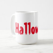 Mug Couleur rouge Effrayant Nuit Halloween Texte Impri (Devant gauche)