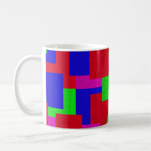 Mug Couleurs Abstraites en mosaïque bleu rouge,