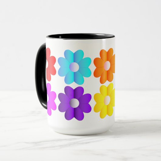 Mug Couleurs assez simples fleurs blanches graphisme a (Devant gauche)