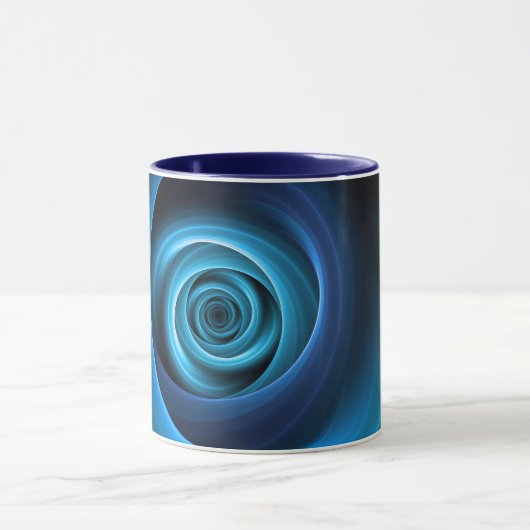 Mug Couleurs bleu spirale 3D Art Abstrait fractal mode (Centre)