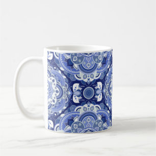 Mug Couleurs bleues motif géométrique vintage. Inde lé