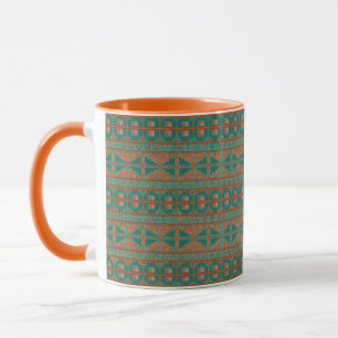 Mug Couleurs cuivre sarcelle sud-ouest motif géométriq
