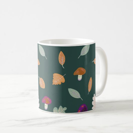 Mug Couleurs d'automne avec Feuille et champignons Mot (Devant droit)