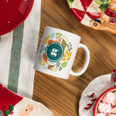 Mug Couleurs de chute Feuilles Cercle, Monogramme pers