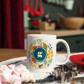 Mug Couleurs de chute Feuilles Cercle, Monogramme pers